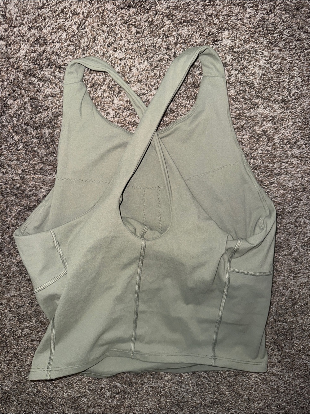 Olive green tank top sports bra